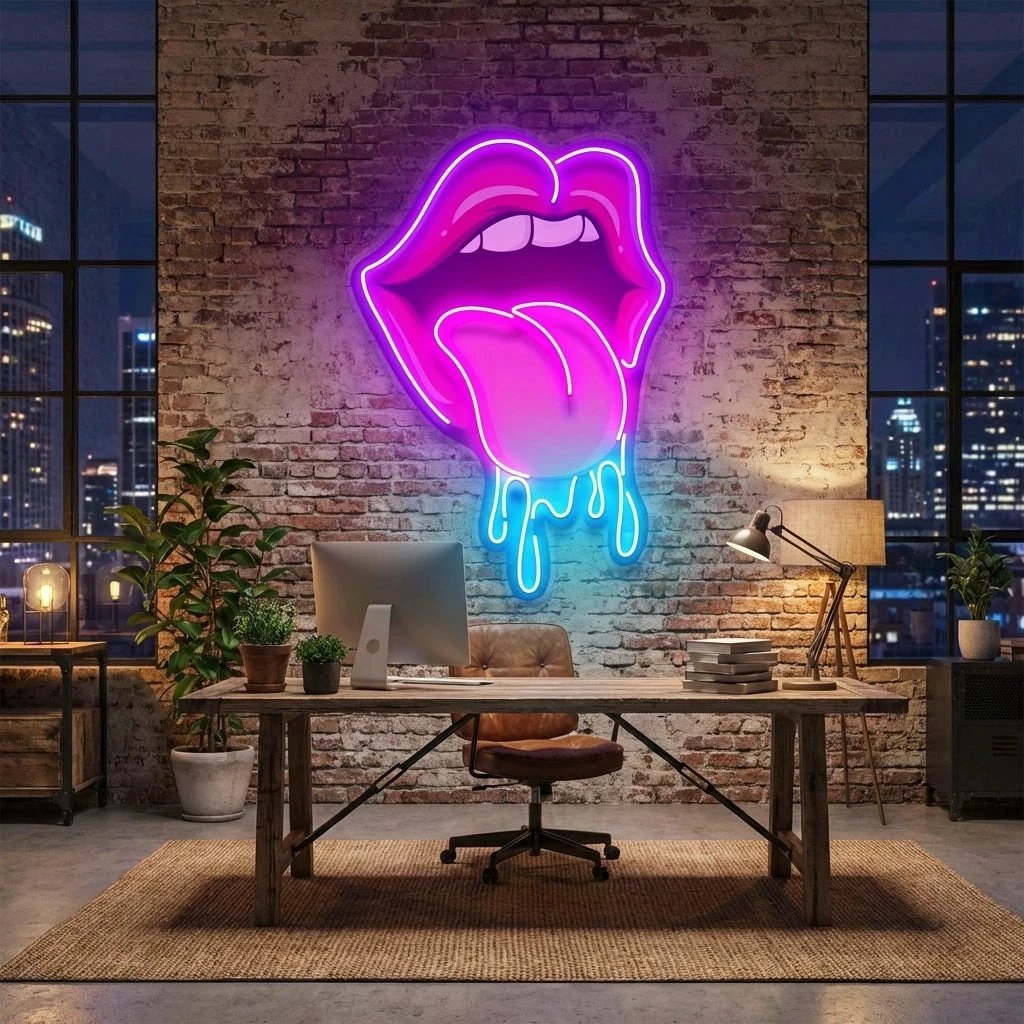 Lips Dripping Artwork Led Neon Sign Light