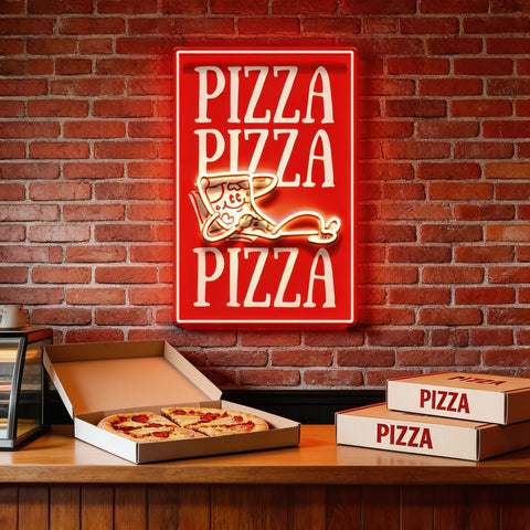 Triple Love For Pizza LED Neon Sign Light Pop Art