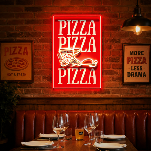 Triple Love For Pizza LED Neon Sign Light Pop Art