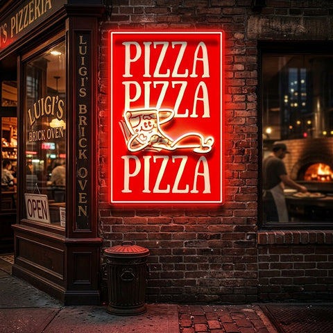 Triple Love For Pizza LED Neon Sign Light Pop Art