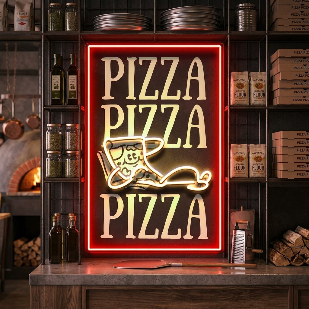 Triple Love For Pizza LED Neon Sign Light Pop Art