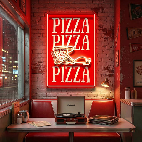 Triple Love For Pizza LED Neon Sign Light Pop Art