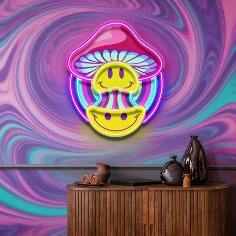 Trippy Mushroom Vibes LED Neon Sign Light Pop Art