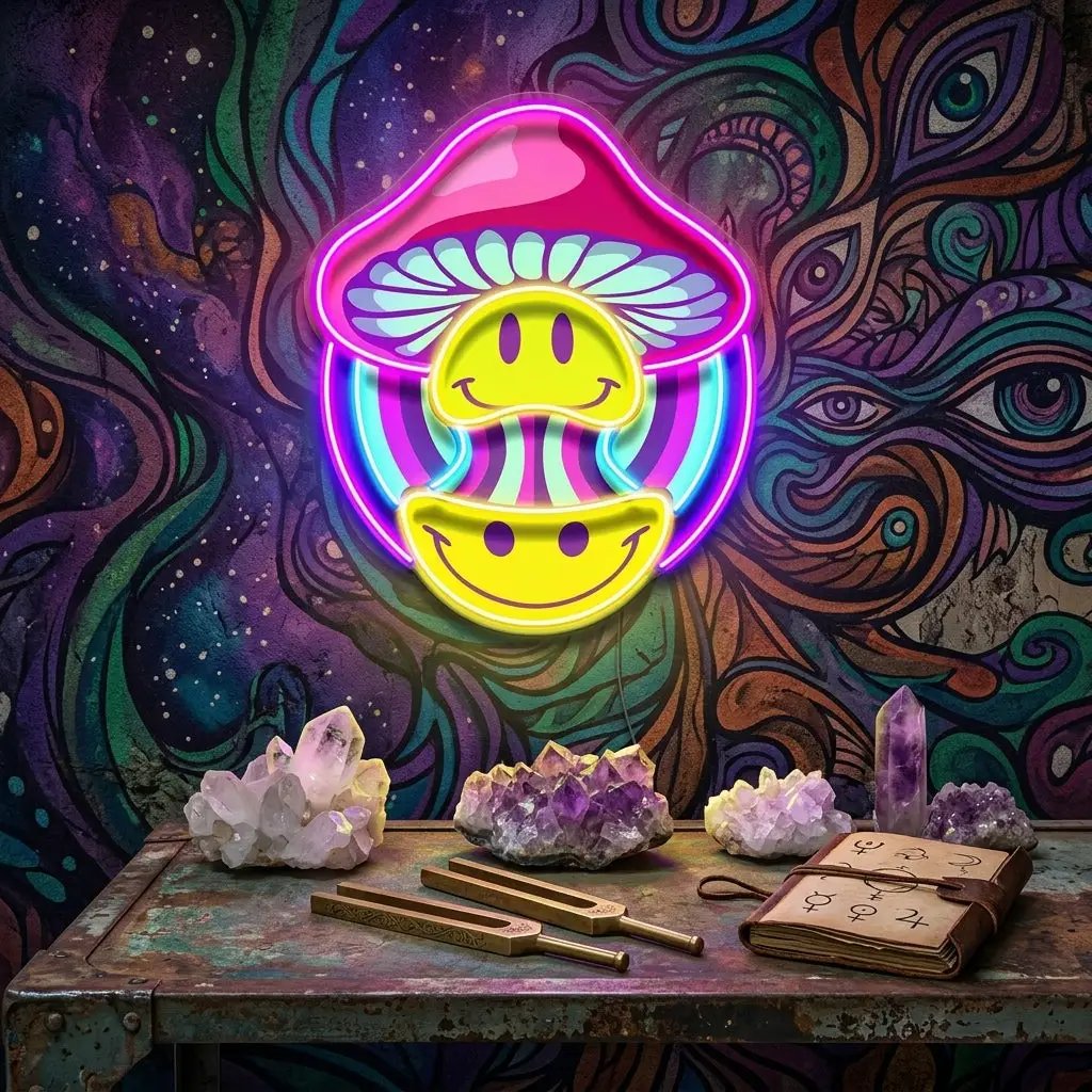 Trippy Mushroom Vibes LED Neon Sign Light Pop Art