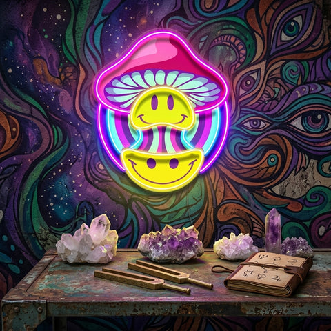 Trippy Mushroom Vibes LED Neon Sign Light Pop Art