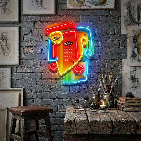 Two Colorful Women Portrait Abstract Art LED Neon Sign Light Pop Art