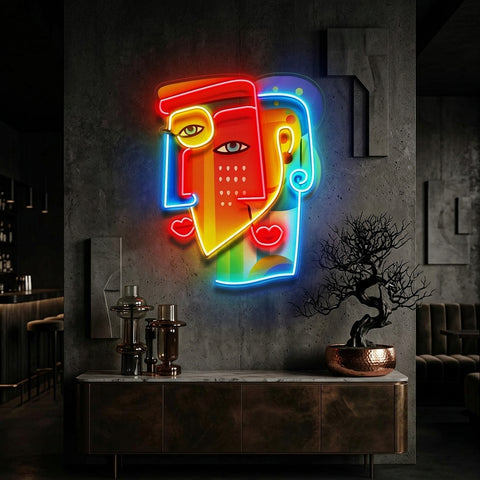 Two Colorful Women Portrait Abstract Art LED Neon Sign Light Pop Art
