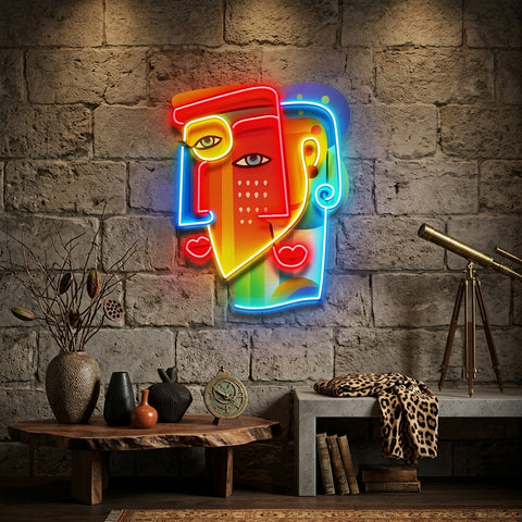 Two Colorful Women Portrait Abstract Art LED Neon Sign Light Pop Art