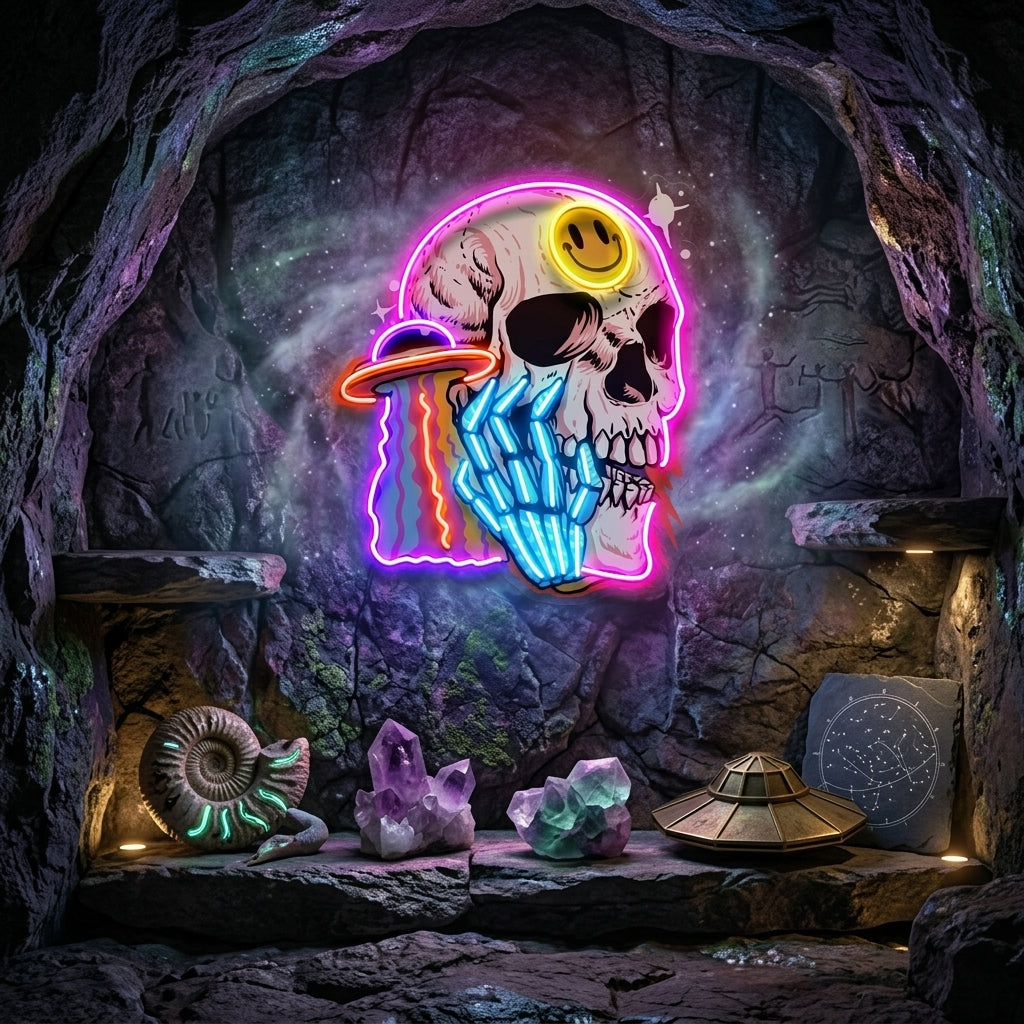 UFO Skull Vibe LED Neon Sign Light Pop Art