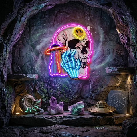 UFO Skull Vibe LED Neon Sign Light Pop Art