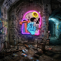 UFO Skull Vibe LED Neon Sign Light Pop Art