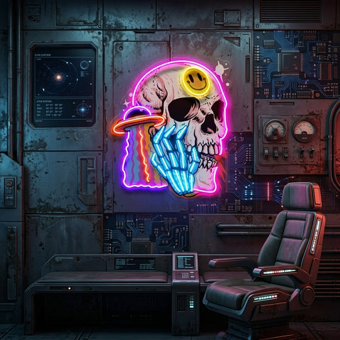 UFO Skull Vibe LED Neon Sign Light Pop Art