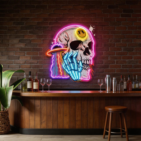 UFO Skull Vibe LED Neon Sign Light Pop Art