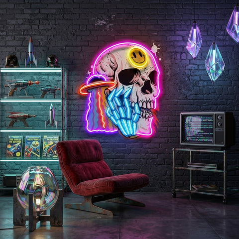UFO Skull Vibe LED Neon Sign Light Pop Art