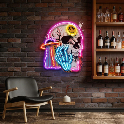 UFO Skull Vibe LED Neon Sign Light Pop Art