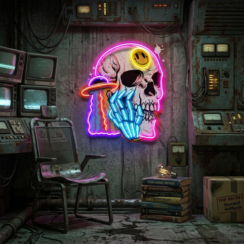 UFO Skull Vibe LED Neon Sign Light Pop Art