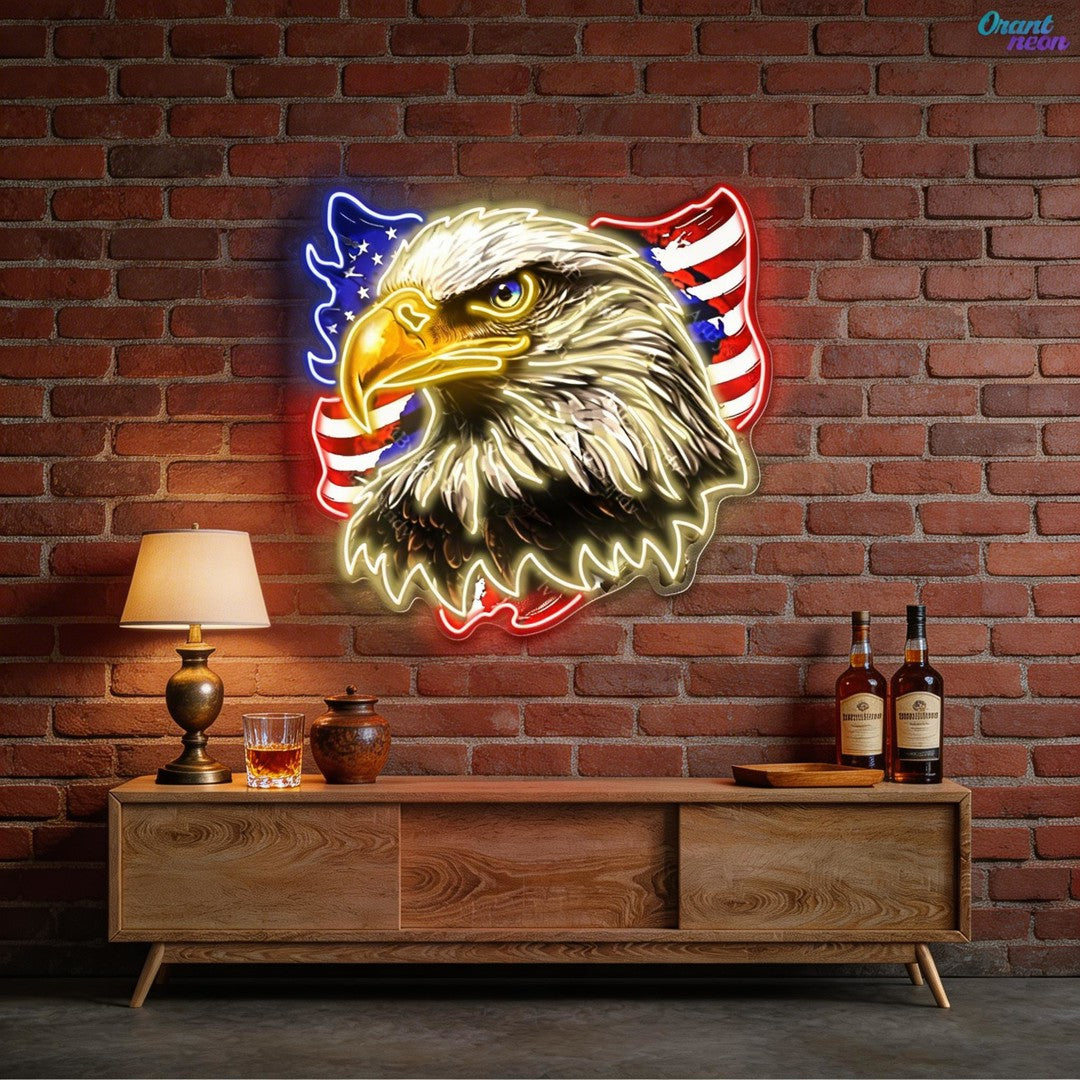 USA Patriotic Eagle Flag Neon Sign