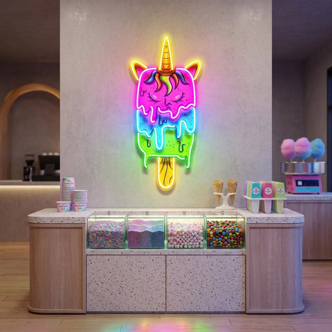 Unicorn Ice Cream LED Neon Sign Light Pop Art