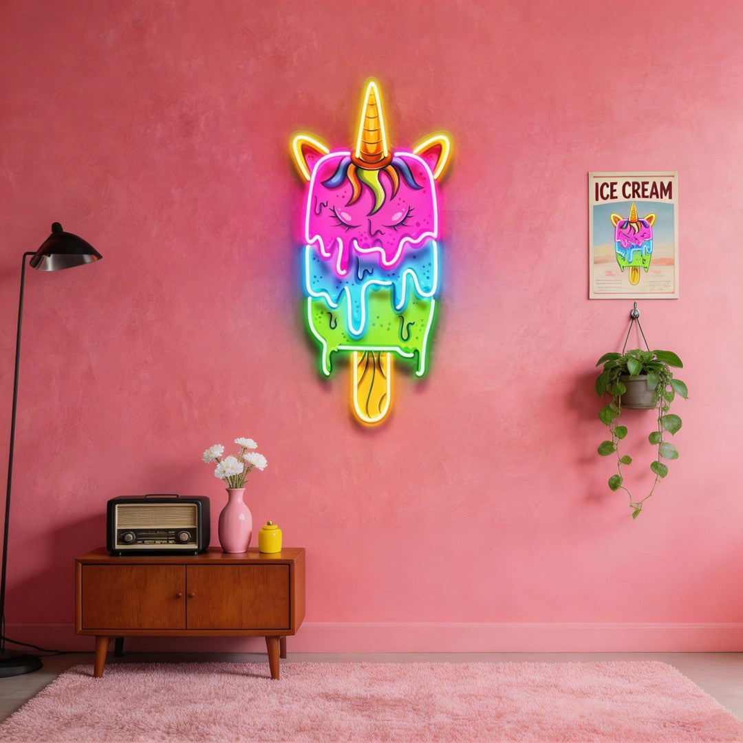 Unicorn Ice Cream LED Neon Sign Light Pop Art