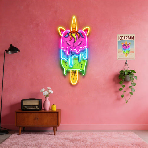Unicorn Ice Cream LED Neon Sign Light Pop Art