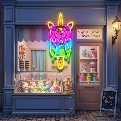 Unicorn Ice Cream LED Neon Sign Light Pop Art