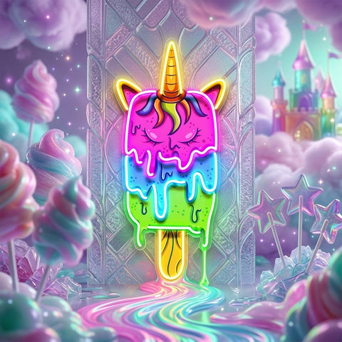 Unicorn Ice Cream LED Neon Sign Light Pop Art