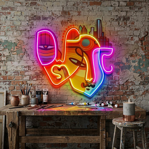 Urban Life Portrait Abstract Art LED Neon Sign Light Pop Art