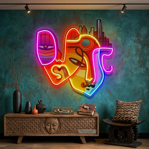 Urban Life Portrait Abstract Art LED Neon Sign Light Pop Art