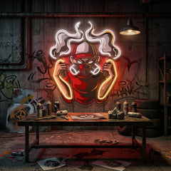Urban Boy With A Gas Mask LED Neon Sign Light Pop Art