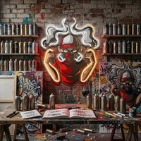 Urban Boy With A Gas Mask LED Neon Sign Light Pop Art