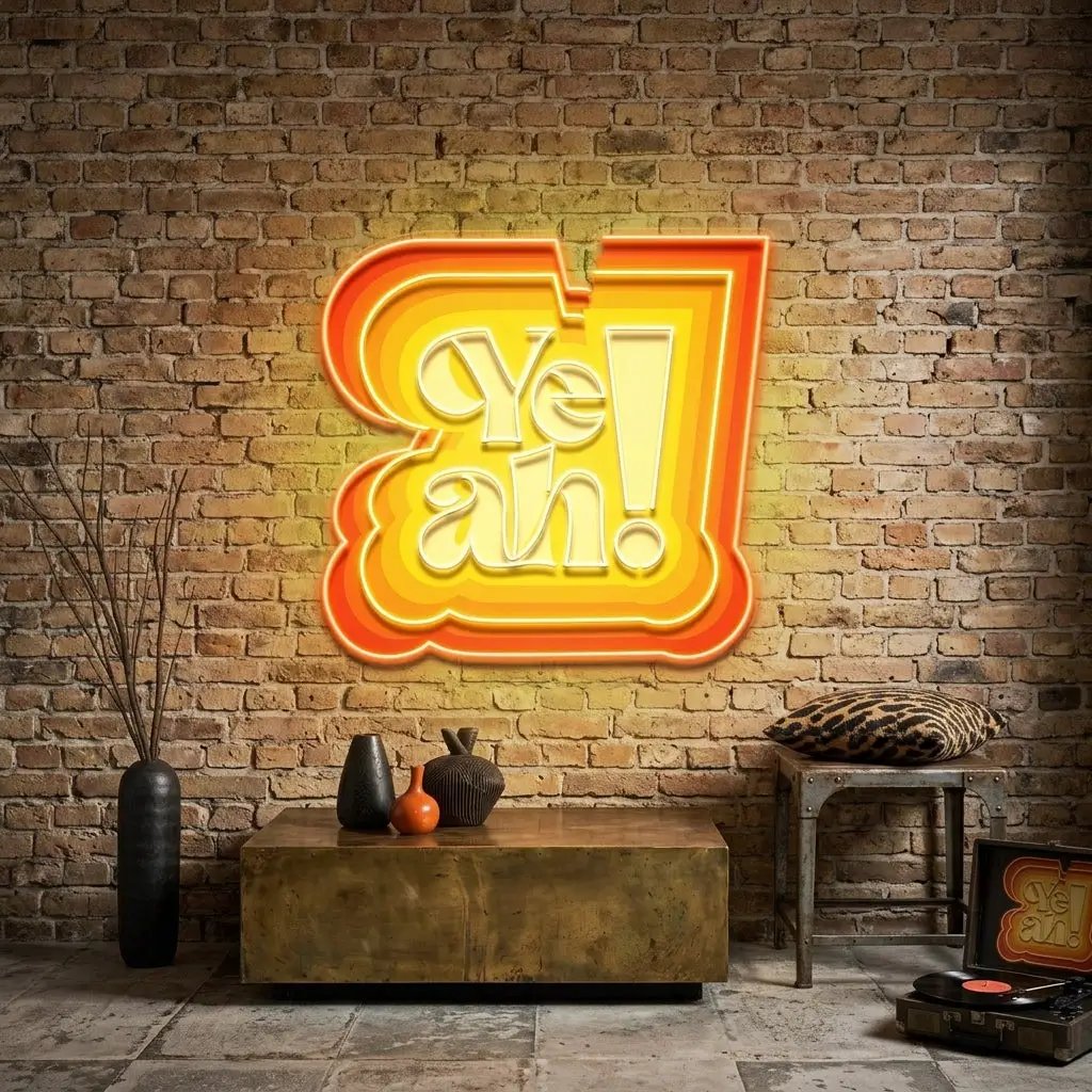 Vibrant Dynamic Colors YEAH LED Neon Sign Light Pop Art