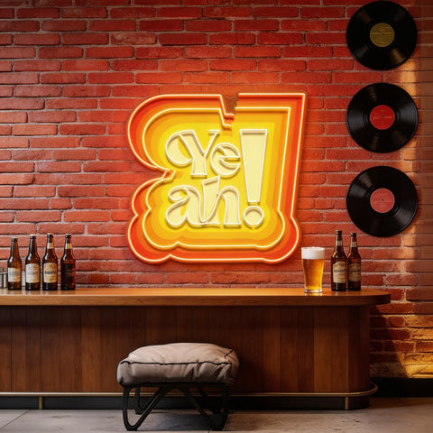 Vibrant Dynamic Colors YEAH LED Neon Sign Light Pop Art