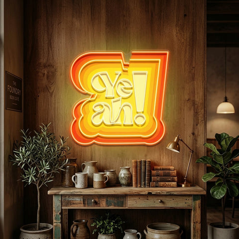 Vibrant Dynamic Colors YEAH LED Neon Sign Light Pop Art