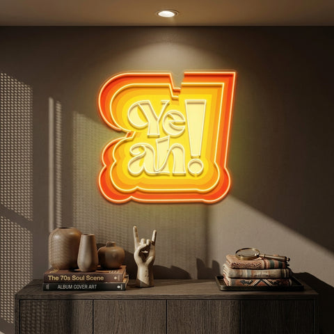 Vibrant Dynamic Colors YEAH LED Neon Sign Light Pop Art