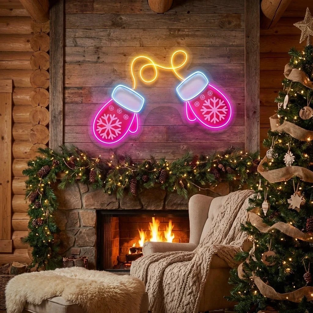 Vibrant Noel Red Gloves Art Work Led Neon Sign Light