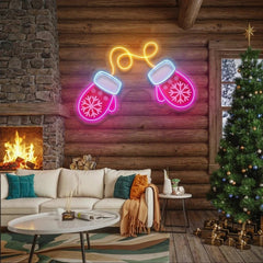 Vibrant Noel Red Gloves Art Work Led Neon Sign Light