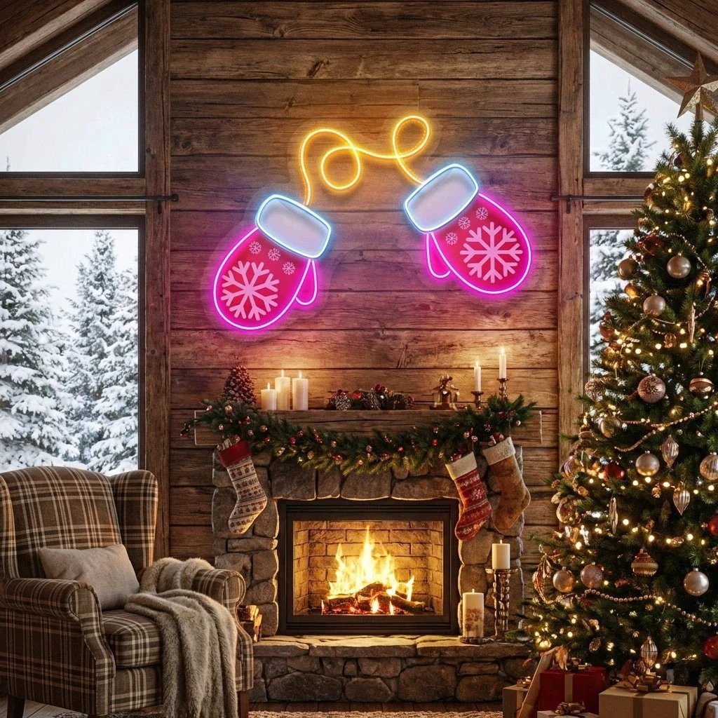 Vibrant Noel Red Gloves Art Work Led Neon Sign Light