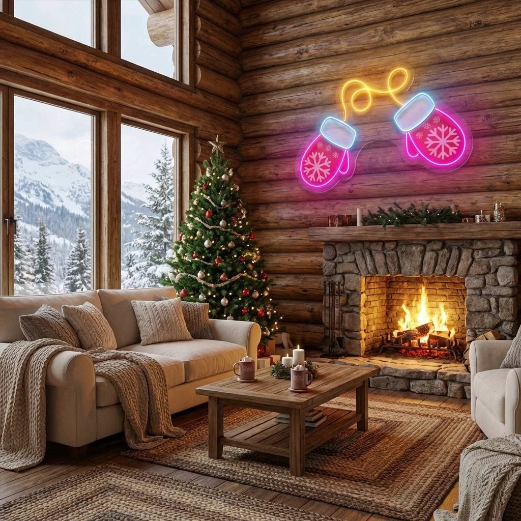 Vibrant Noel Red Gloves Art Work Led Neon Sign Light