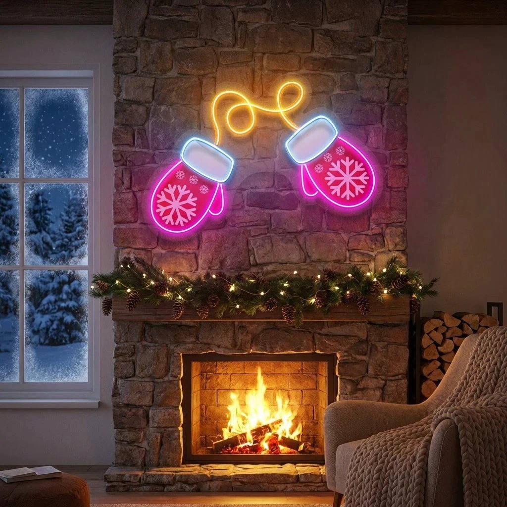 Vibrant Noel Red Gloves Art Work Led Neon Sign Light