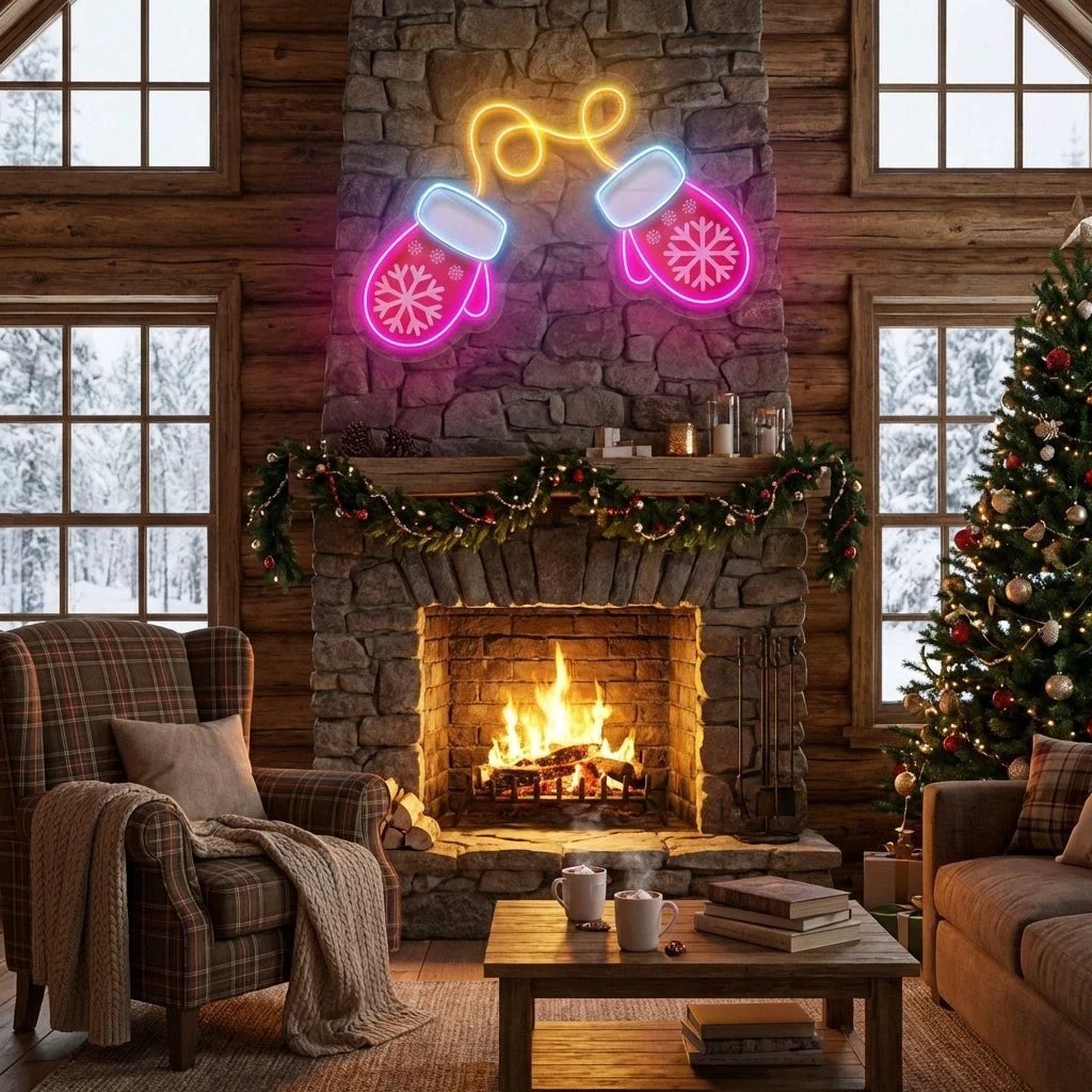 Vibrant Noel Red Gloves Art Work Led Neon Sign Light