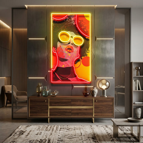 Vibrant Retro Pop Art Woman Portrait LED Neon Sign Light Pop Art