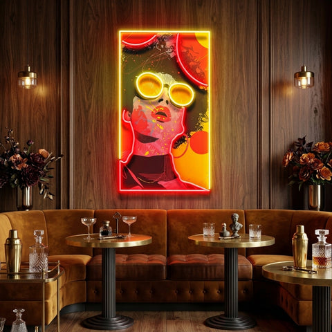 Vibrant Retro Pop Art Woman Portrait LED Neon Sign Light Pop Art