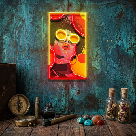 Vibrant Retro Pop Art Woman Portrait LED Neon Sign Light Pop Art