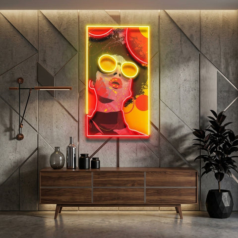 Vibrant Retro Pop Art Woman Portrait LED Neon Sign Light Pop Art