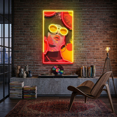 Vibrant Retro Pop Art Woman Portrait LED Neon Sign Light Pop Art