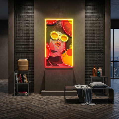 Vibrant Retro Pop Art Woman Portrait LED Neon Sign Light Pop Art