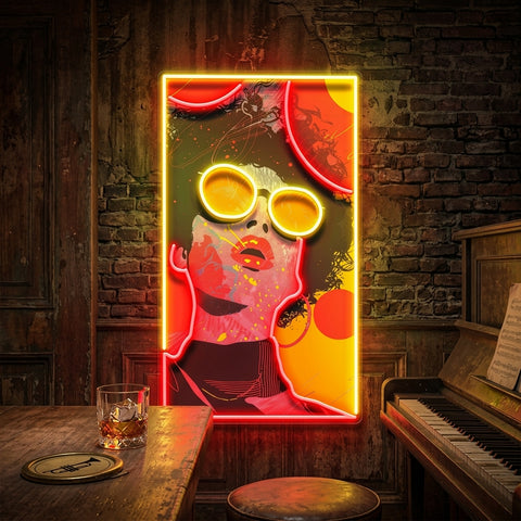 Vibrant Retro Pop Art Woman Portrait LED Neon Sign Light Pop Art