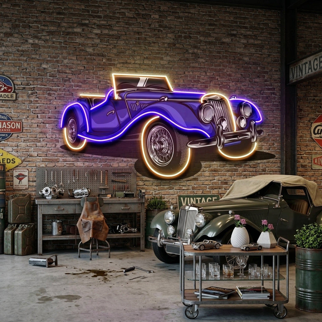 Vintage Classic Car LED Neon Sign Light Pop Art