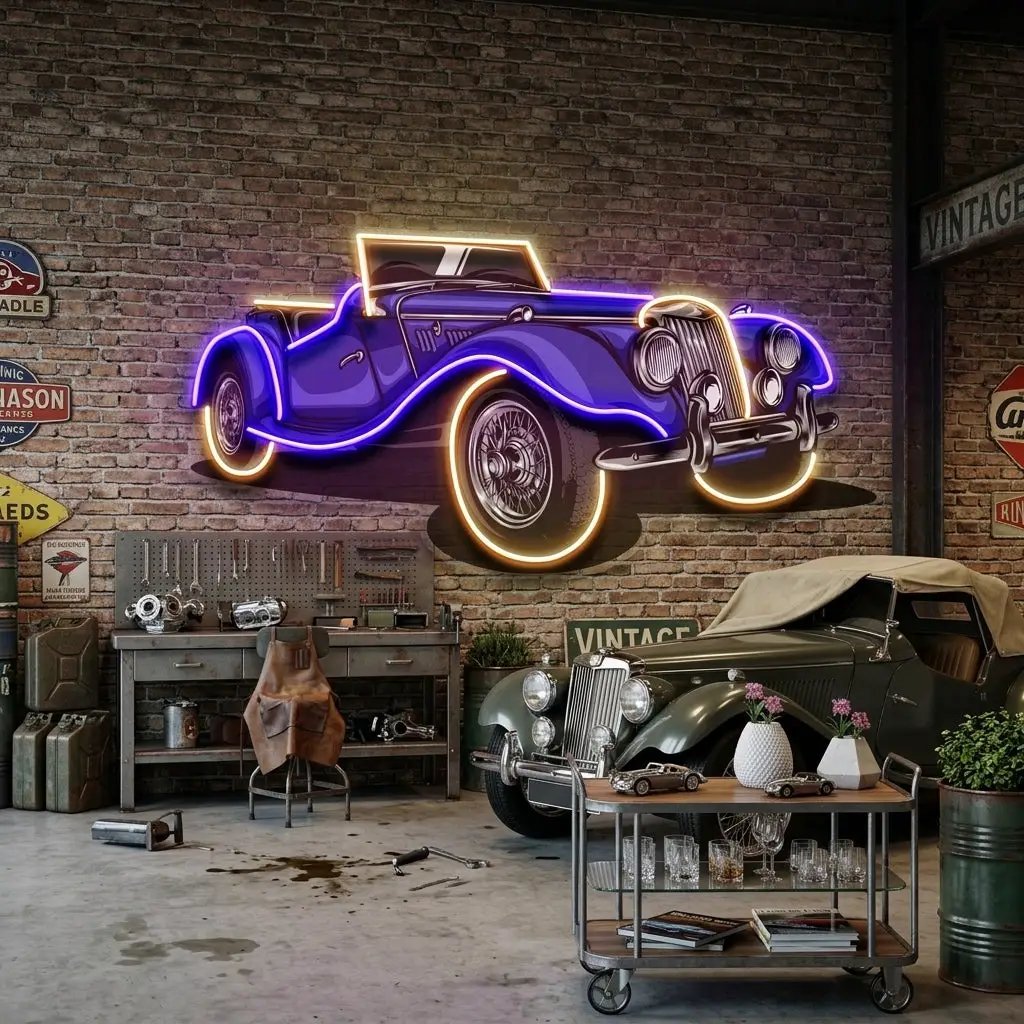 Vintage Classic Car LED Neon Sign Light Pop Art