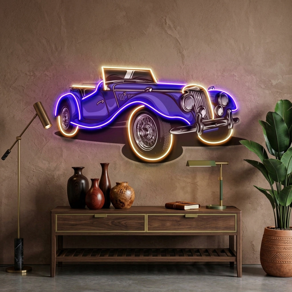 Vintage Classic Car LED Neon Sign Light Pop Art